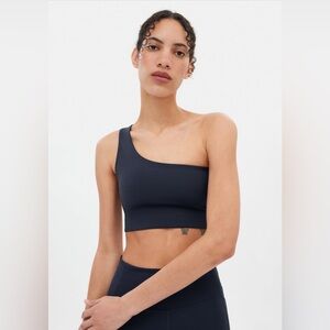 Girlfriend Collective Skyline Bianca One Shoulder Bra, Medium, Navy